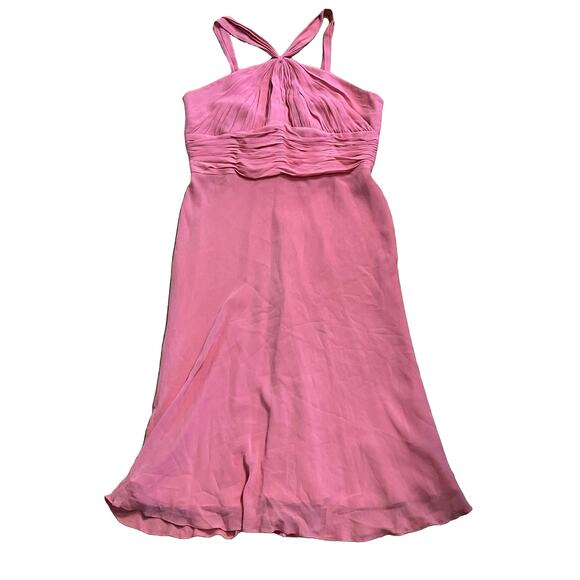 Vintage Y2K Anne Klein Plus Size 16 Silk Halter Dress Soft Powder Pink Ruched - Picture 3 of 11